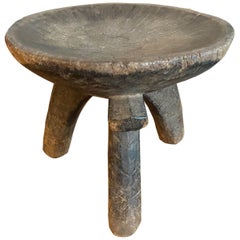 Andrianna Shamaris Mahogany Wood Antique African Side Table, Stool or Bowl