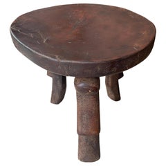 Andrianna Shamaris Mahogany Wood Antique African Stool or Side Table