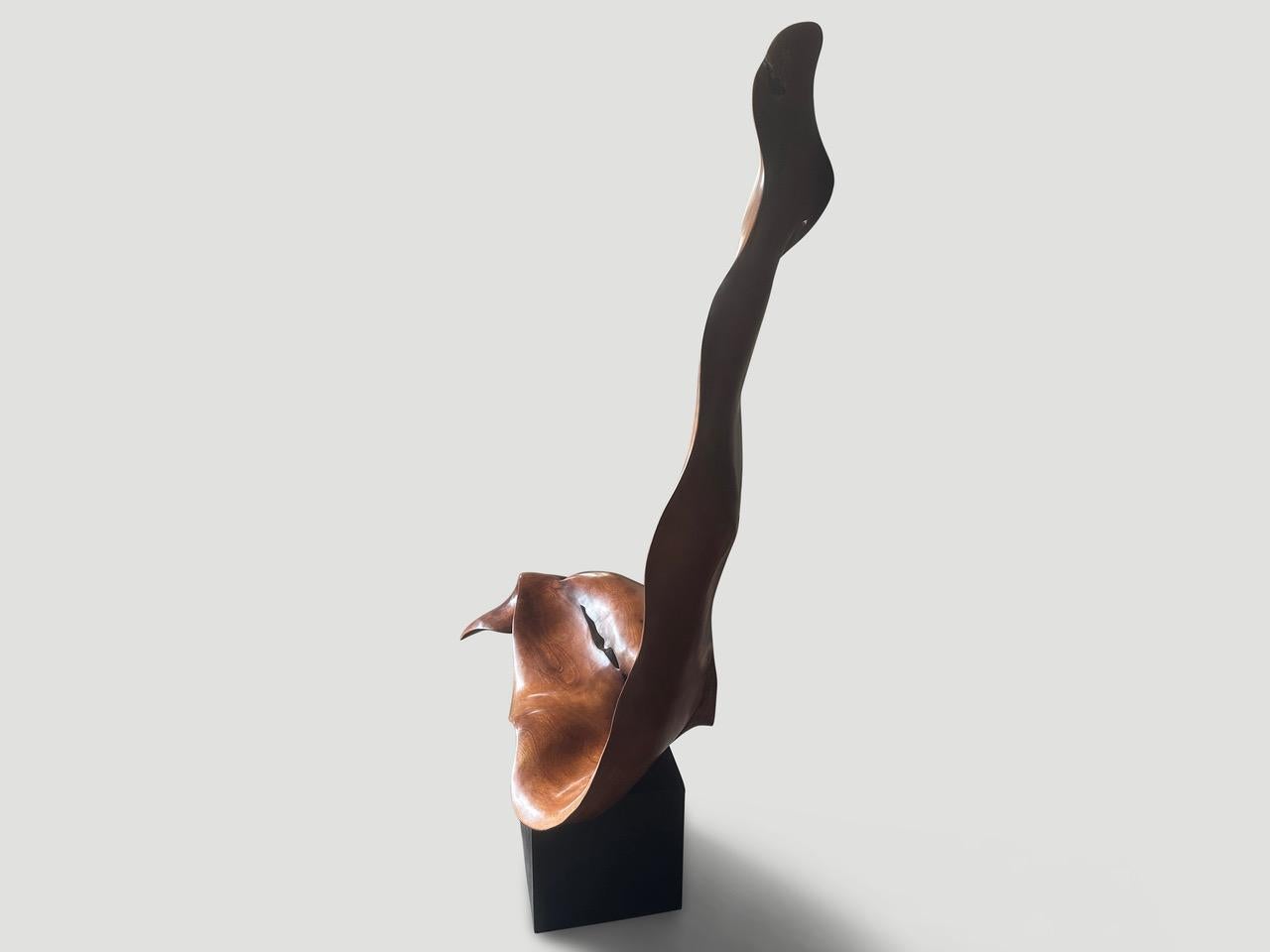 Minimalist Andrianna Shamaris Mahogany Wood Sculptural Chair or Art Piece For Sale