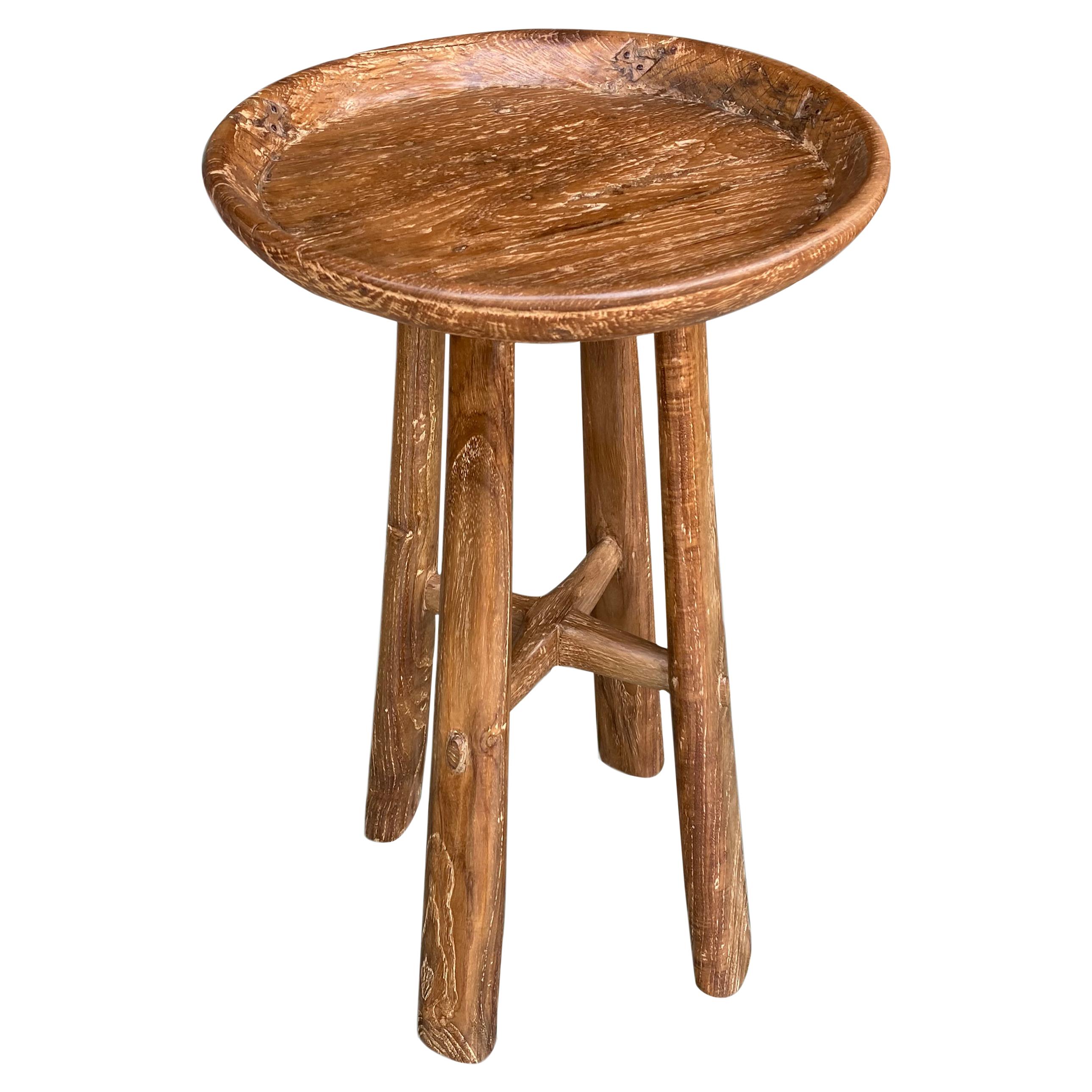 Andrianna Shamaris Midcentury Couture Antique Teak Wood Tray Side Table