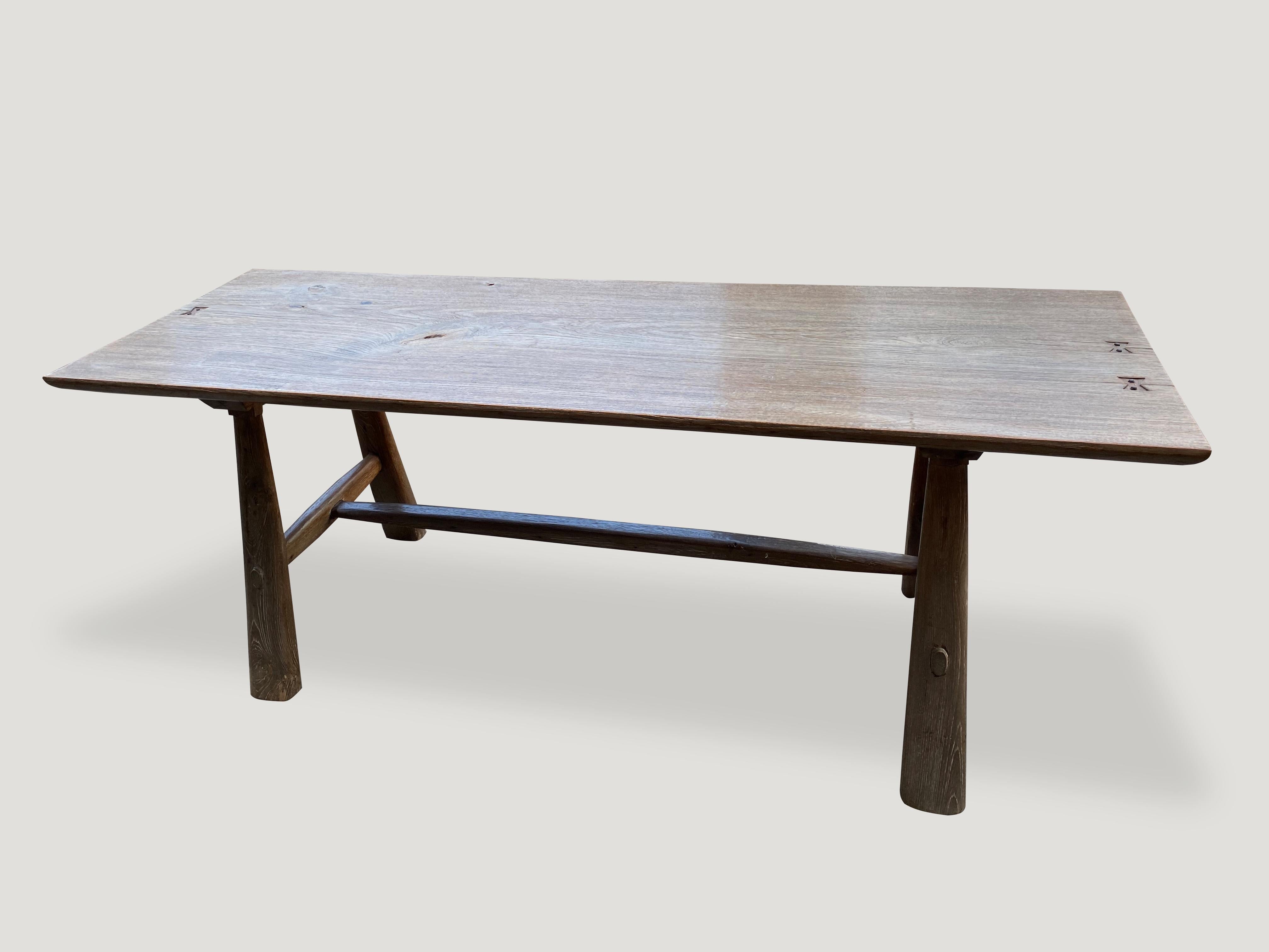 Introducing the midcentury Couture collection new to 2021. Furniture constructed by hand from start to finish. A beautiful single 2.5” thick reclaimed teak wood slab taken from my finest collection was hand carved with a soft bevelled top. We added