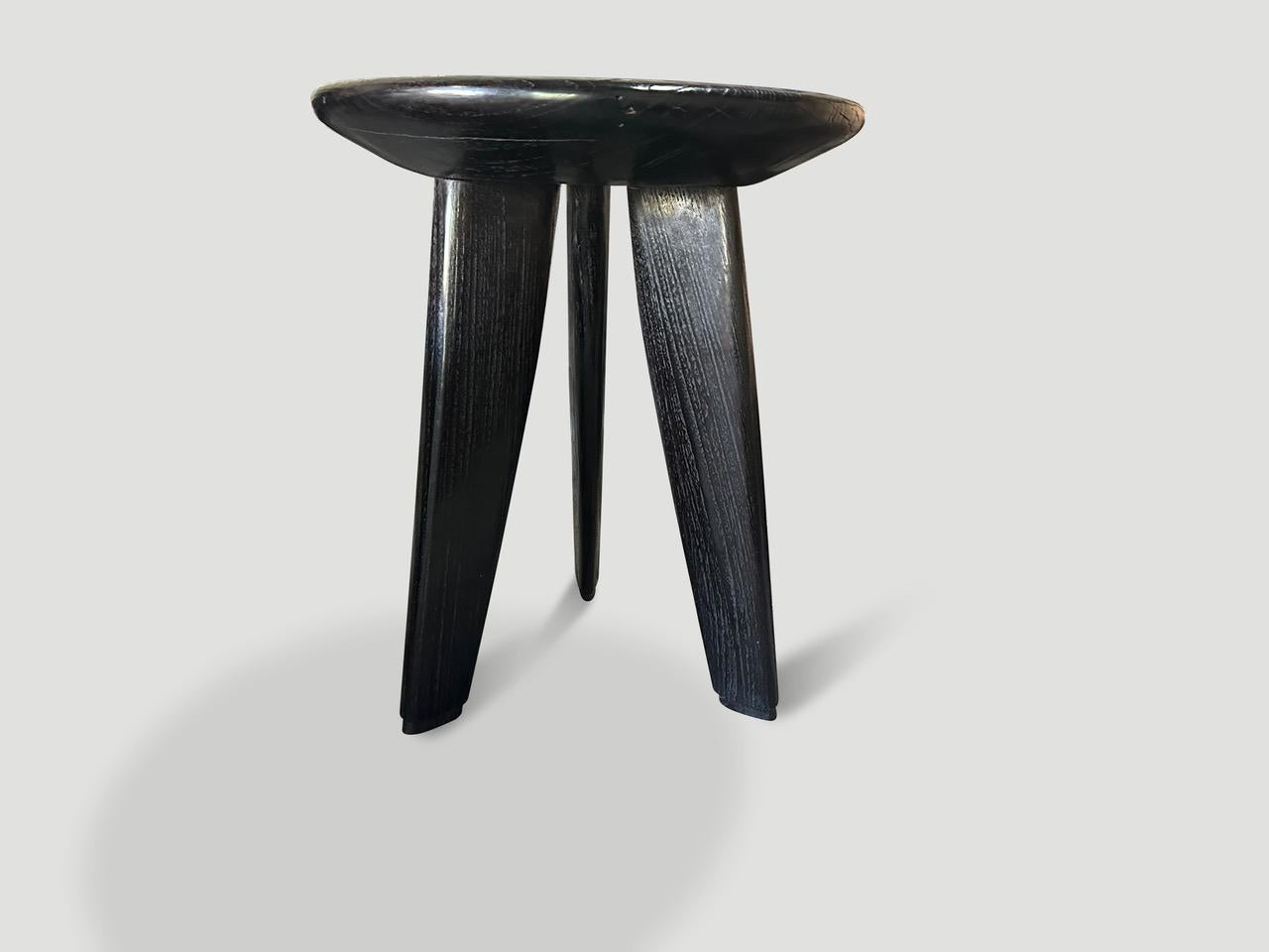 Andrianna Shamaris Mid Century Couture Espresso Stained Side Table In Excellent Condition For Sale In New York, NY