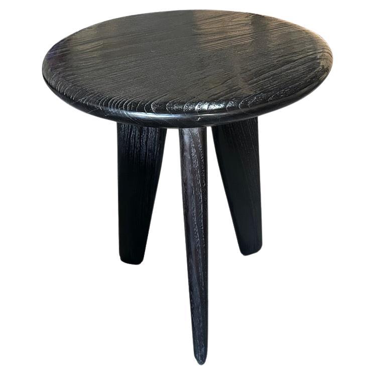 Andrianna Shamaris Mid Century Couture Espresso Stained Side Table For Sale