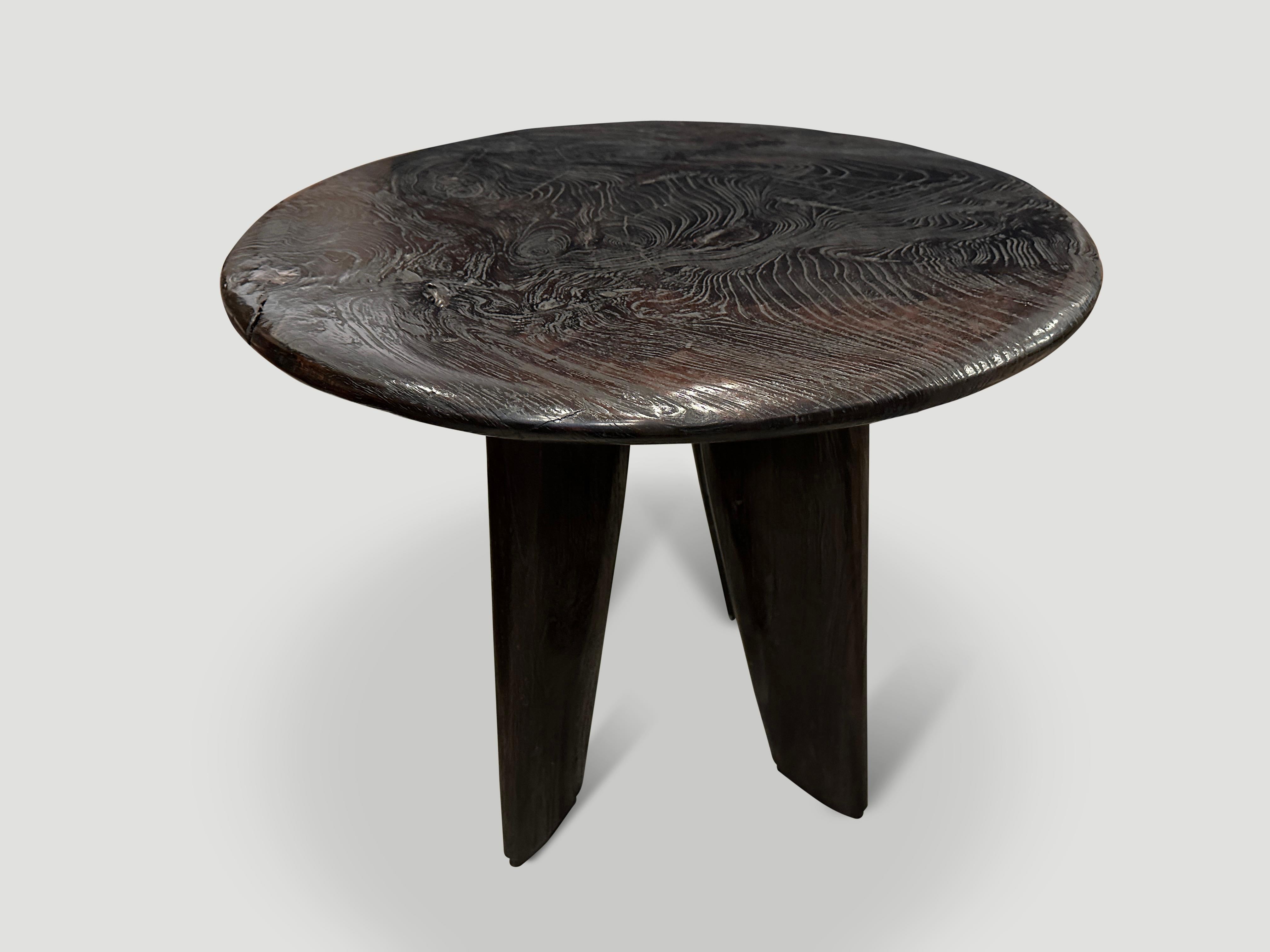 Andrianna Shamaris Mid Century Couture Espresso Stained Table In Excellent Condition For Sale In New York, NY