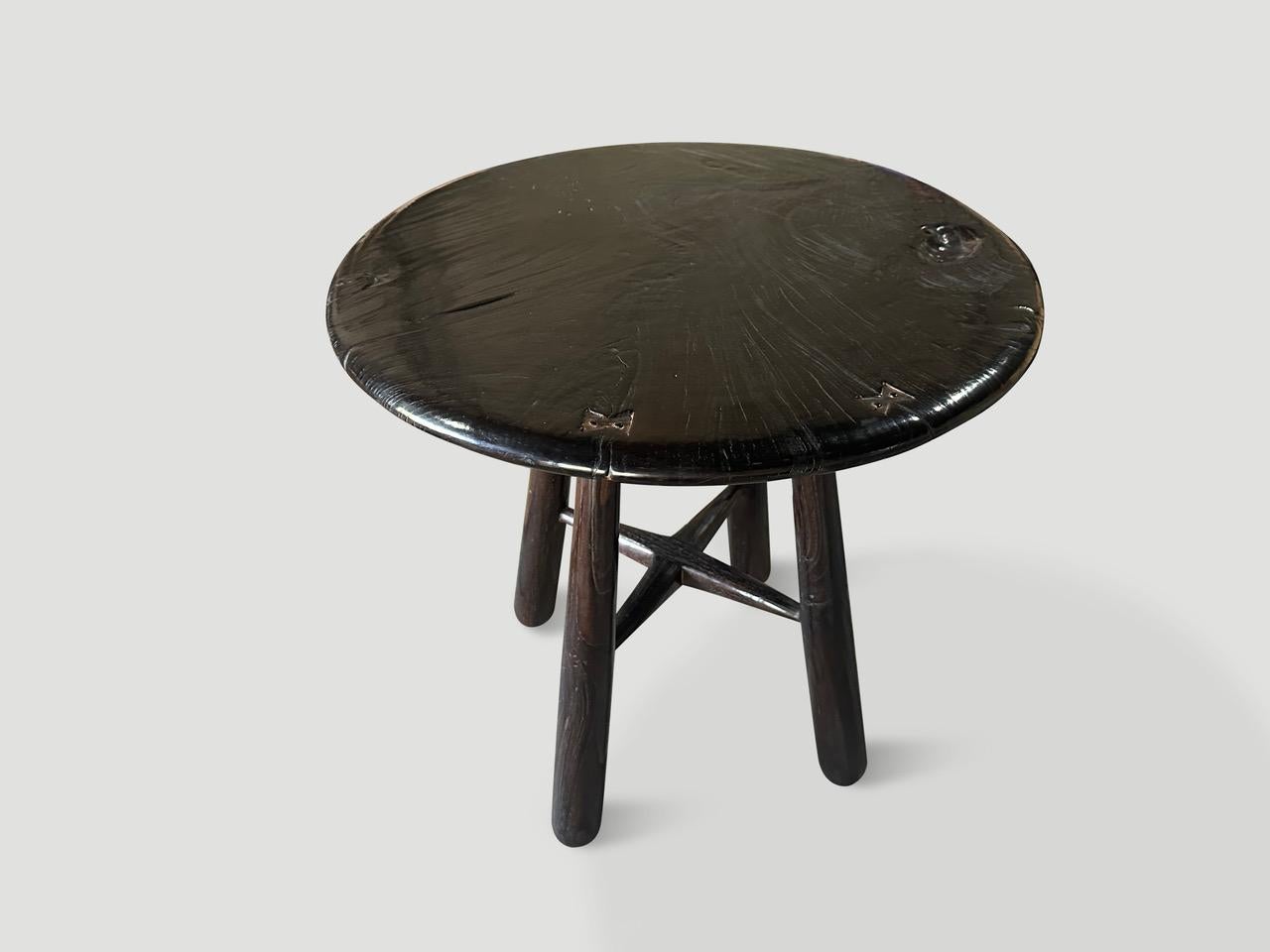 Andrianna Shamaris Mid Century Couture Espresso Stained Table In Good Condition For Sale In New York, NY