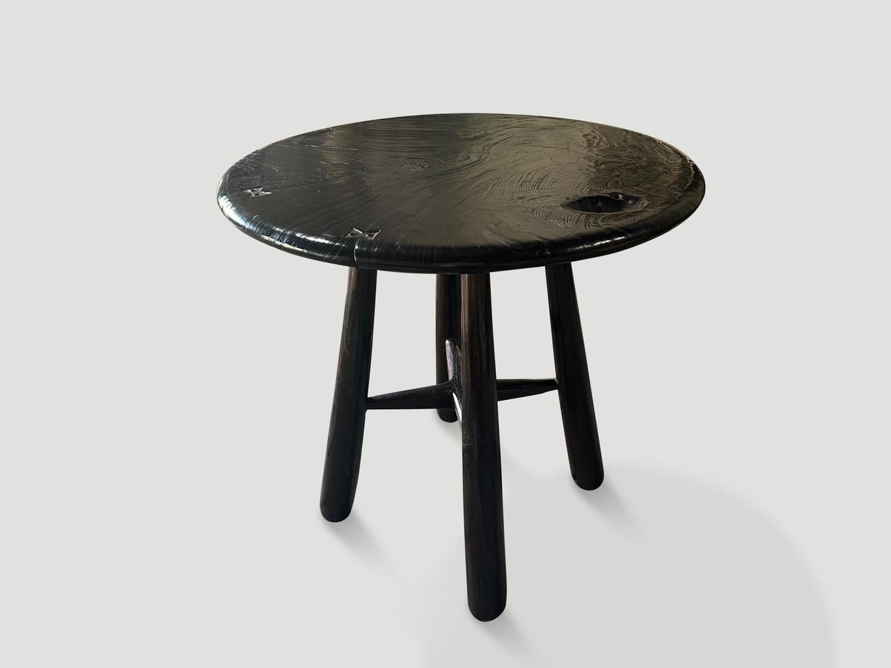 Contemporary Andrianna Shamaris Mid Century Couture Espresso Stained Table For Sale