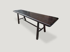 Andrianna Shamaris Midcentury Couture Espresso Stained Teak Wood Console Table
