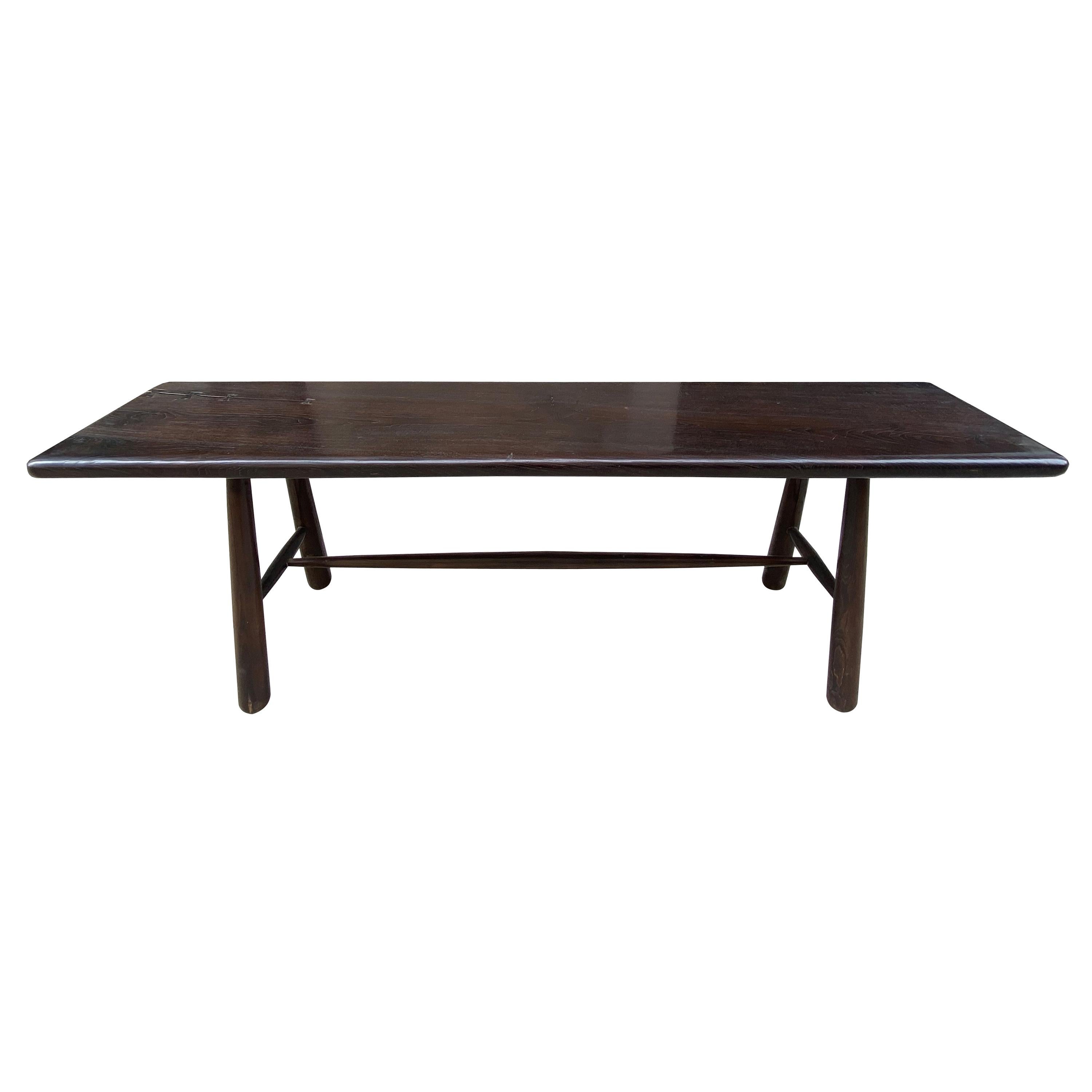 Andrianna Shamaris Midcentury Couture Espresso Stained Teak Wood Console Table For Sale