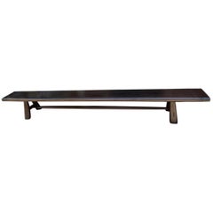 Andrianna Shamaris Midcentury Couture Espresso Stained Teak Wood Long Bench