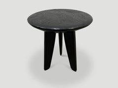 Andrianna Shamaris Mid Century Couture Espresso Stained Teak Wood Side Table