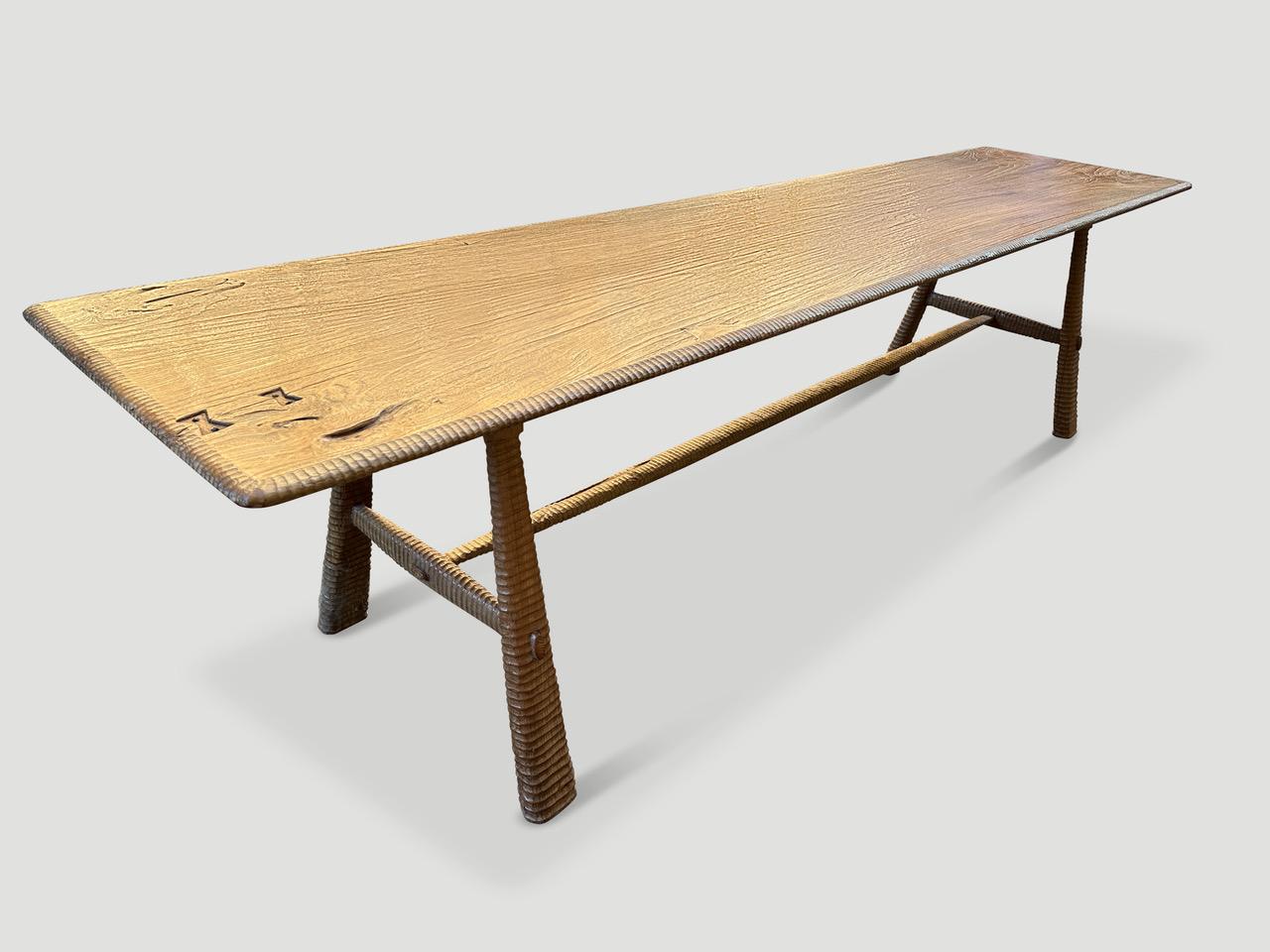 Mid-Century Modern Andrianna Shamaris Mid Century Couture Hand Carved Dining Table or Console For Sale