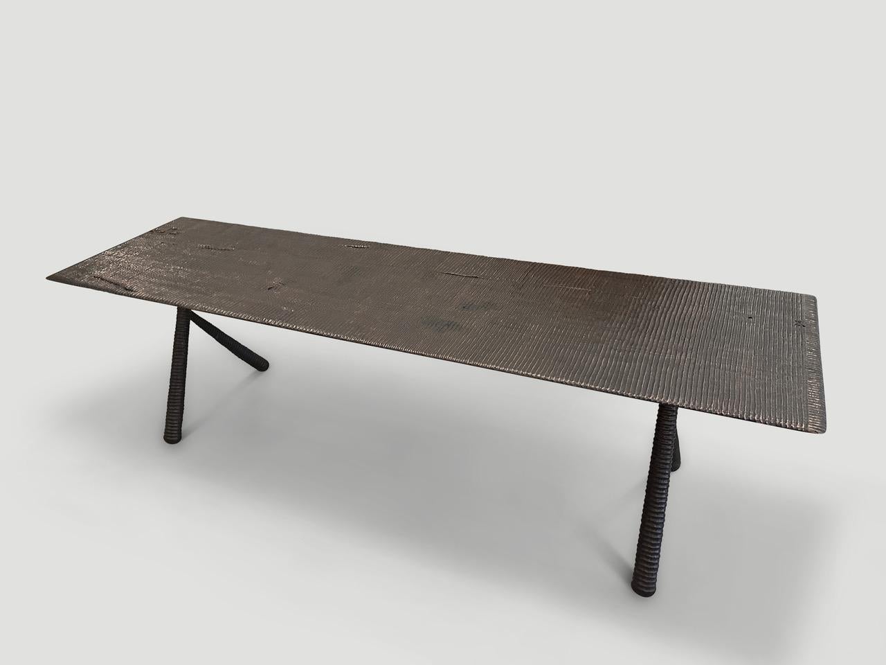 Wood Andrianna Shamaris Mid Century Couture Hand Carved Dining Table or Console For Sale