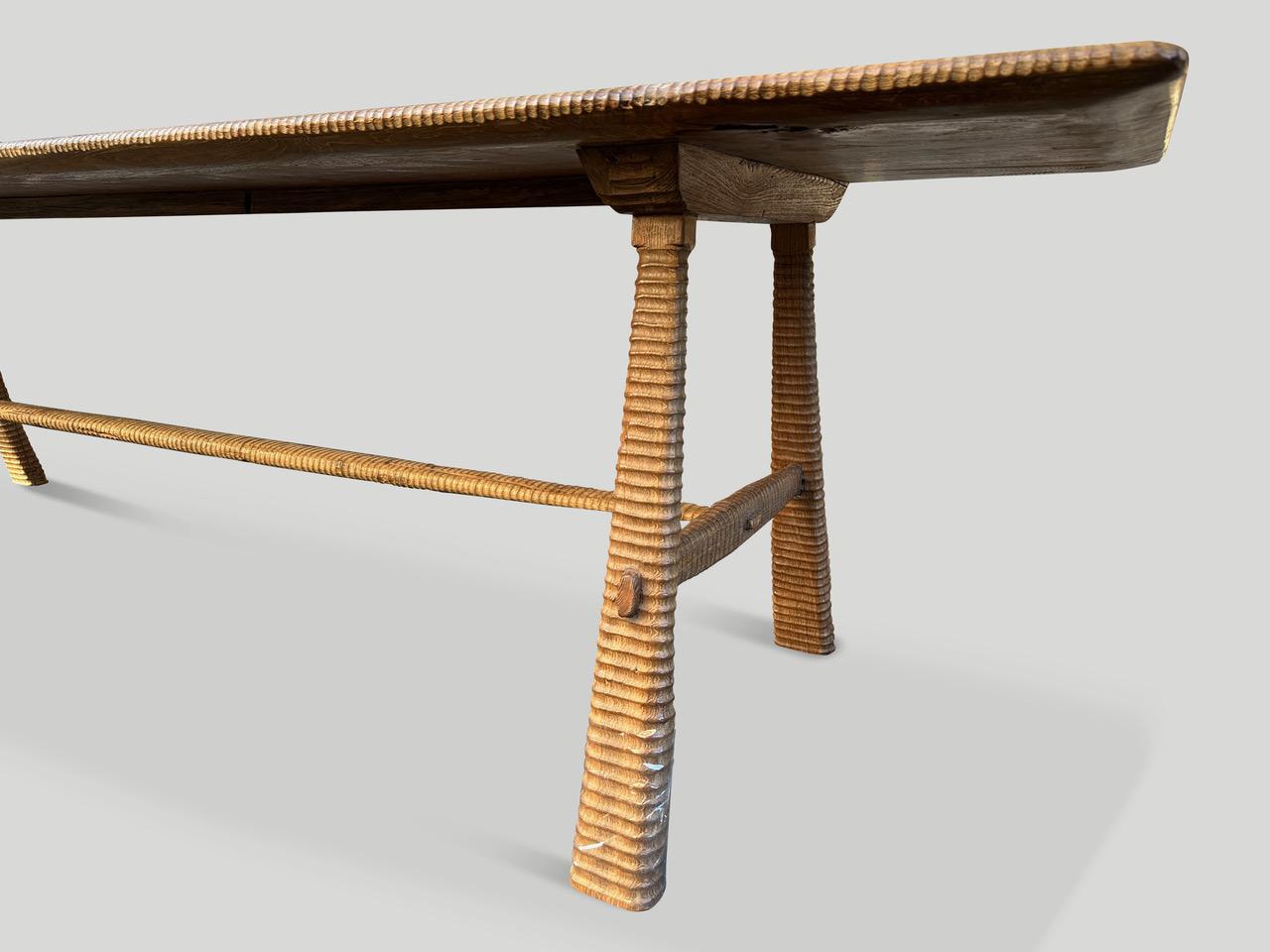 Andrianna Shamaris Mid Century Couture Hand Carved Dining Table or Console For Sale 1
