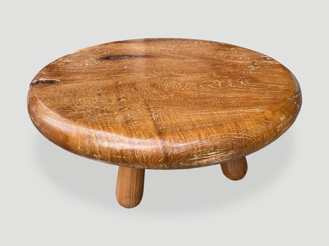 Andrianna Shamaris Midcentury Couture Impressive Round Teak Wood Coffee Table 4