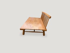 Andrianna Shamaris Midcentury Couture Low Teak Wood Sofa