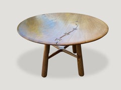 Andrianna Shamaris Couture Round Butterfly Teak Wood Inlay Table