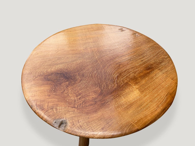 Andrianna Shamaris Midcentury Couture Round Teak Table with Butterflies Inlaid 2