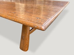 Andrianna Shamaris Midcentury Couture Single Slab Bevelled Teak Coffee Table