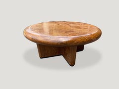 Andrianna Shamaris Mid Century Couture Teak Low Profile Single Slab Coffee Table
