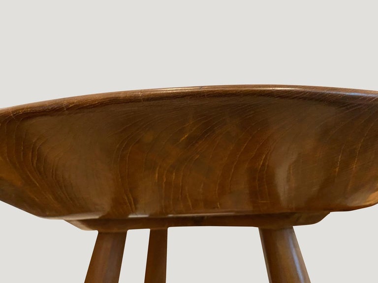 Mid-20th Century Andrianna Shamaris Midcentury Couture Teak Round Table with Butterflies Inlaid For Sale