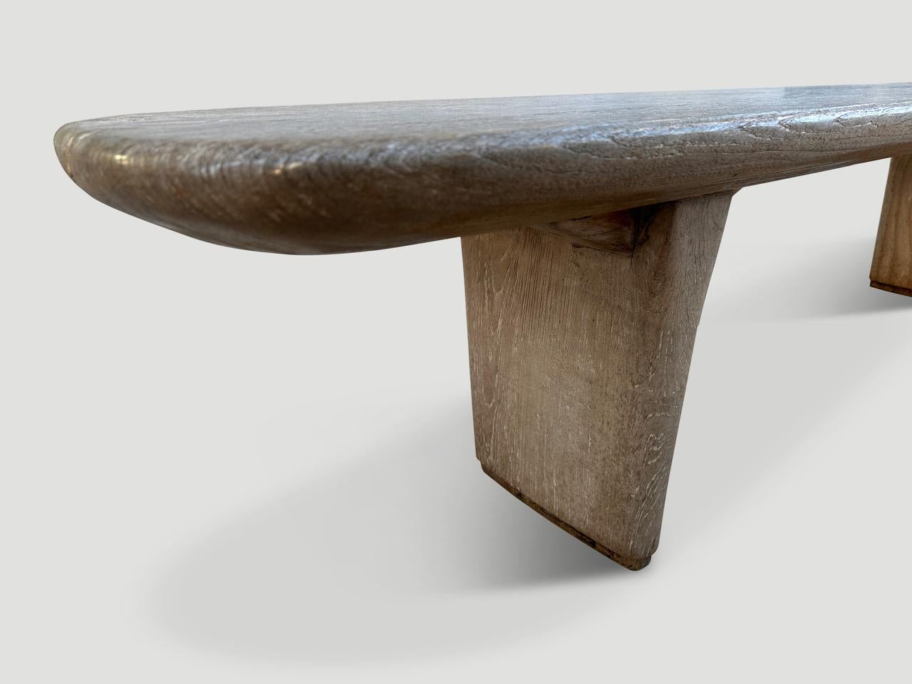 Contemporary Andrianna Shamaris Mid Century Couture Teak Wood Bench  For Sale