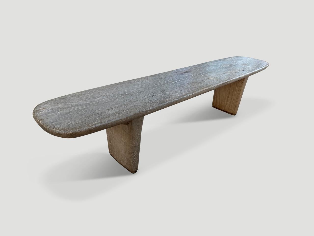 Andrianna Shamaris Mid Century Couture Teak Wood Bench  For Sale 1