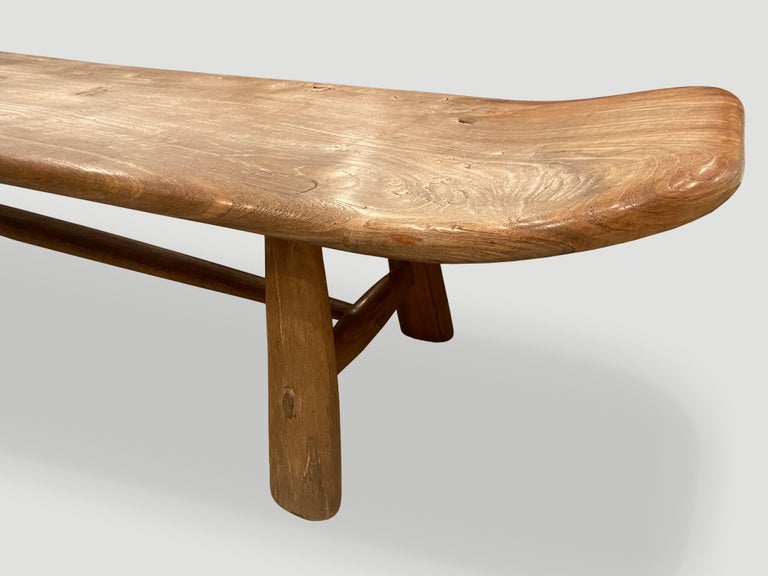 Andrianna Shamaris Mid Century Couture Teak Wood Bench For Sale 3