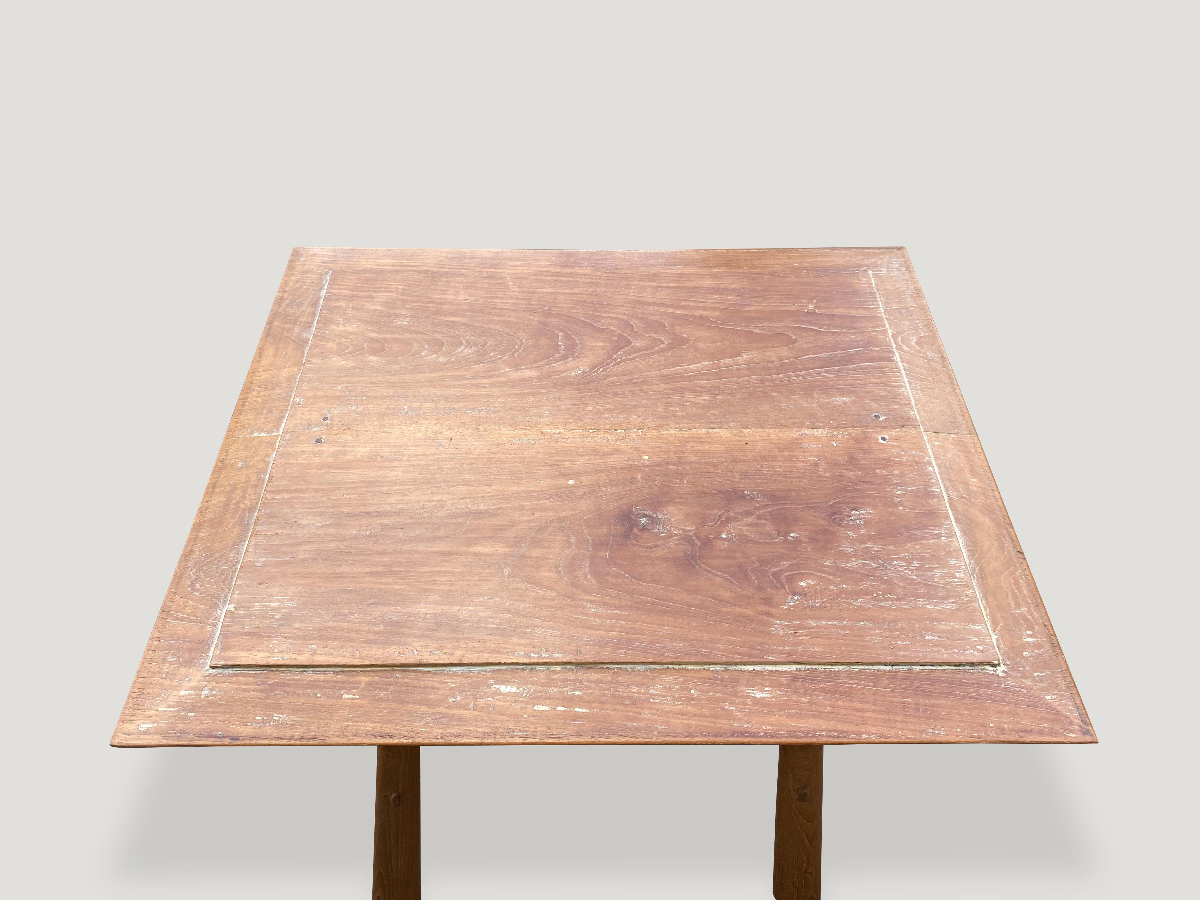 Andrianna Shamaris Midcentury Couture Teak Wood Cocktail Table or Entry Table In Excellent Condition For Sale In New York, NY