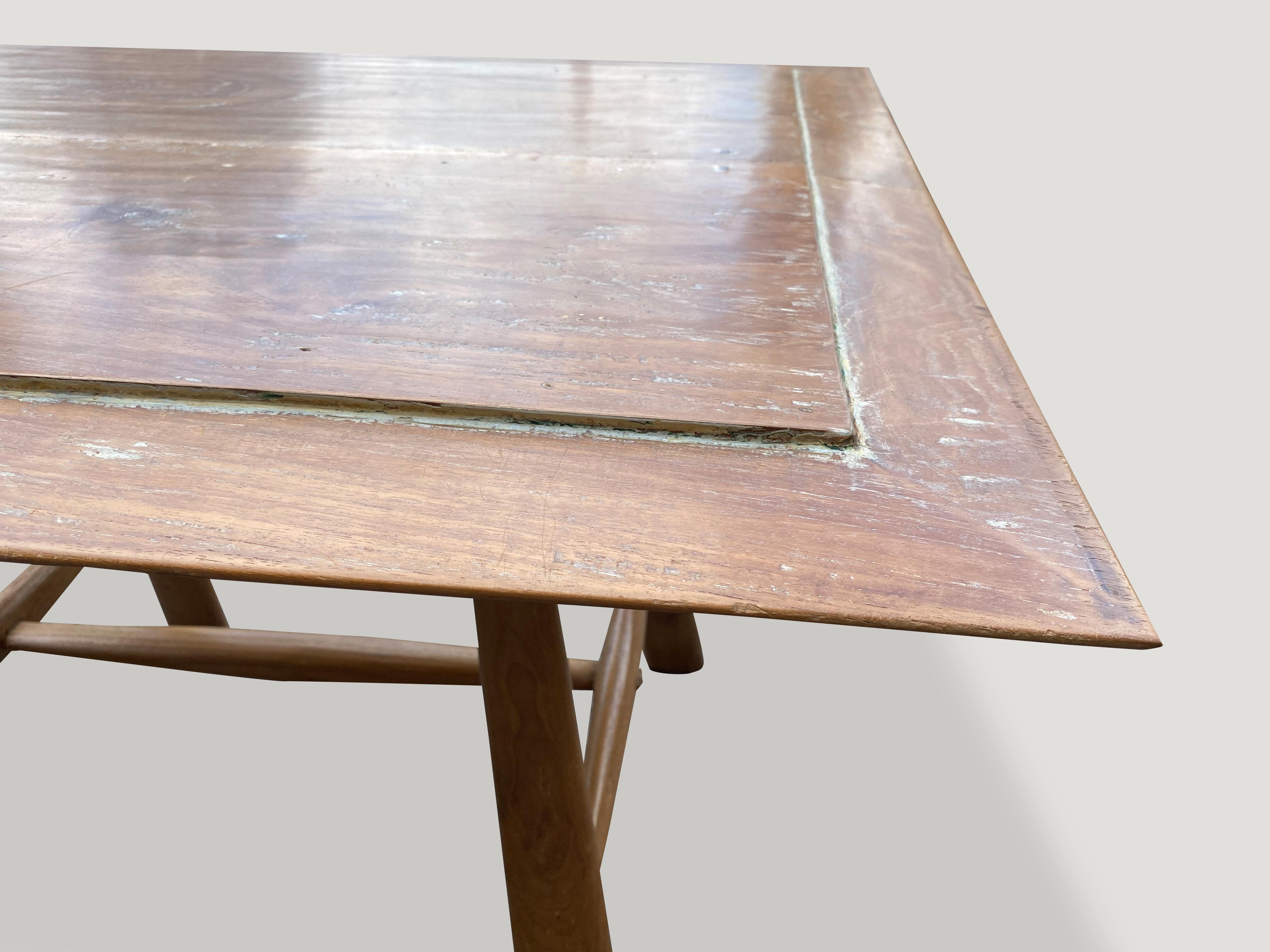 Mid-20th Century Andrianna Shamaris Midcentury Couture Teak Wood Cocktail Table or Entry Table For Sale