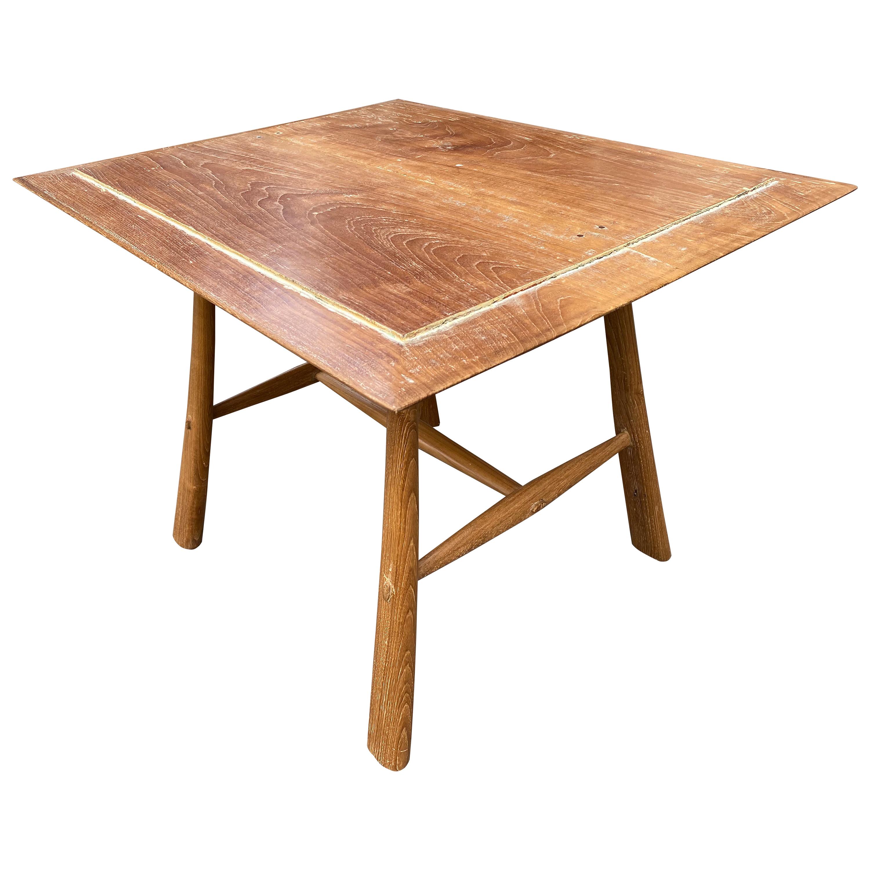 Andrianna Shamaris Midcentury Couture Teak Wood Cocktail Table or Entry Table For Sale