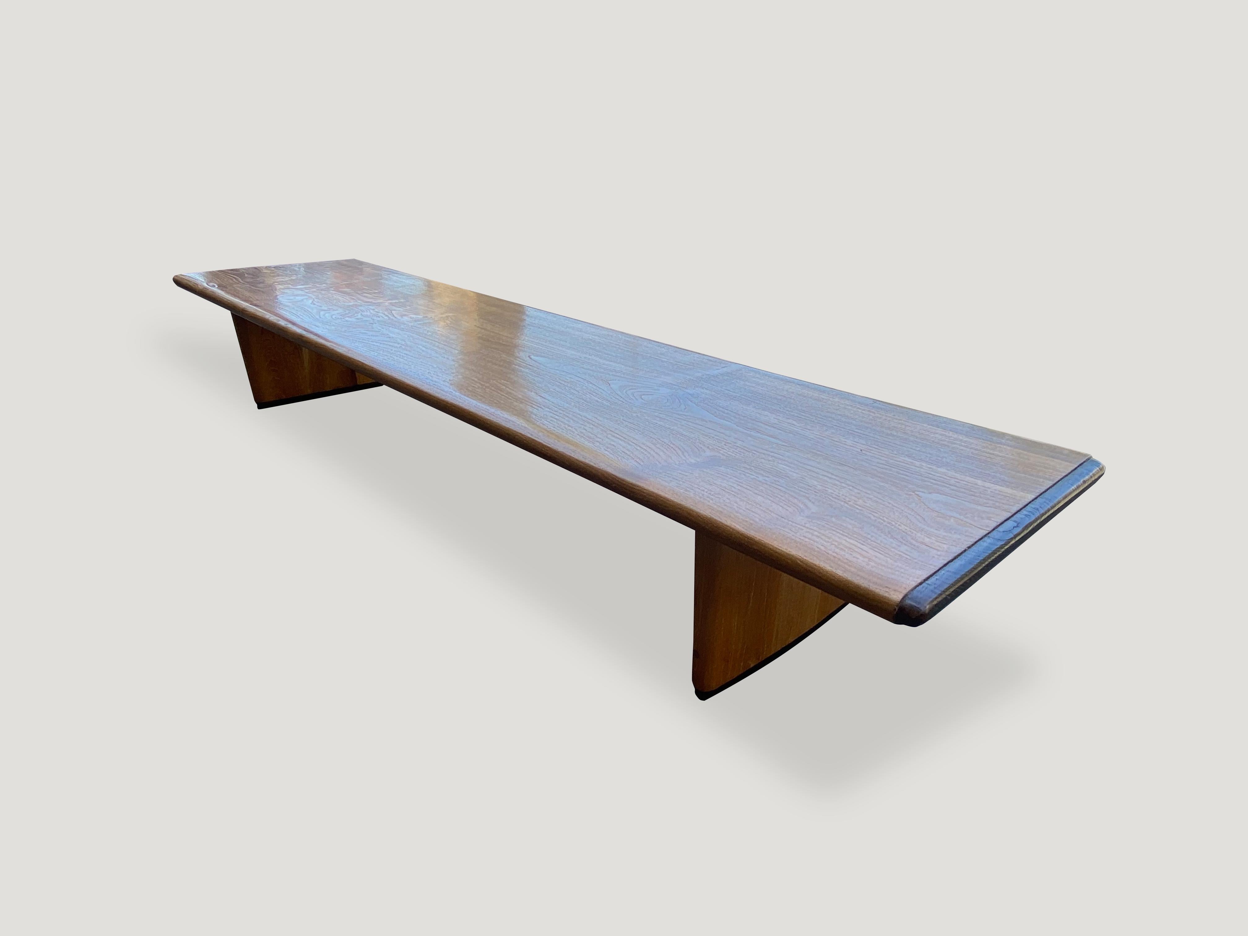 Andrianna Shamaris Midcentury Style Couture Teak Wood Coffee Table In Excellent Condition For Sale In New York, NY