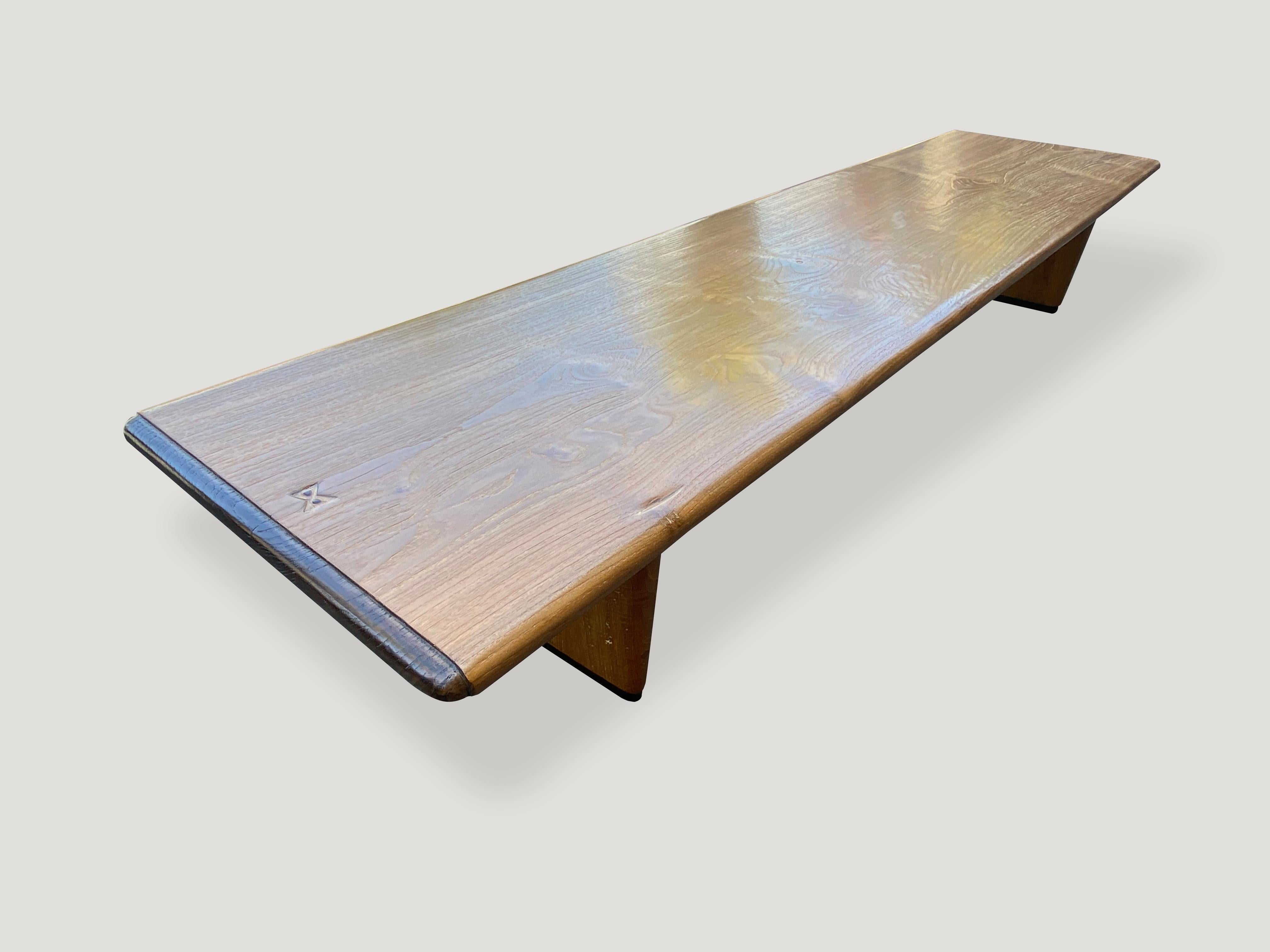 Contemporary Andrianna Shamaris Midcentury Style Couture Teak Wood Coffee Table For Sale