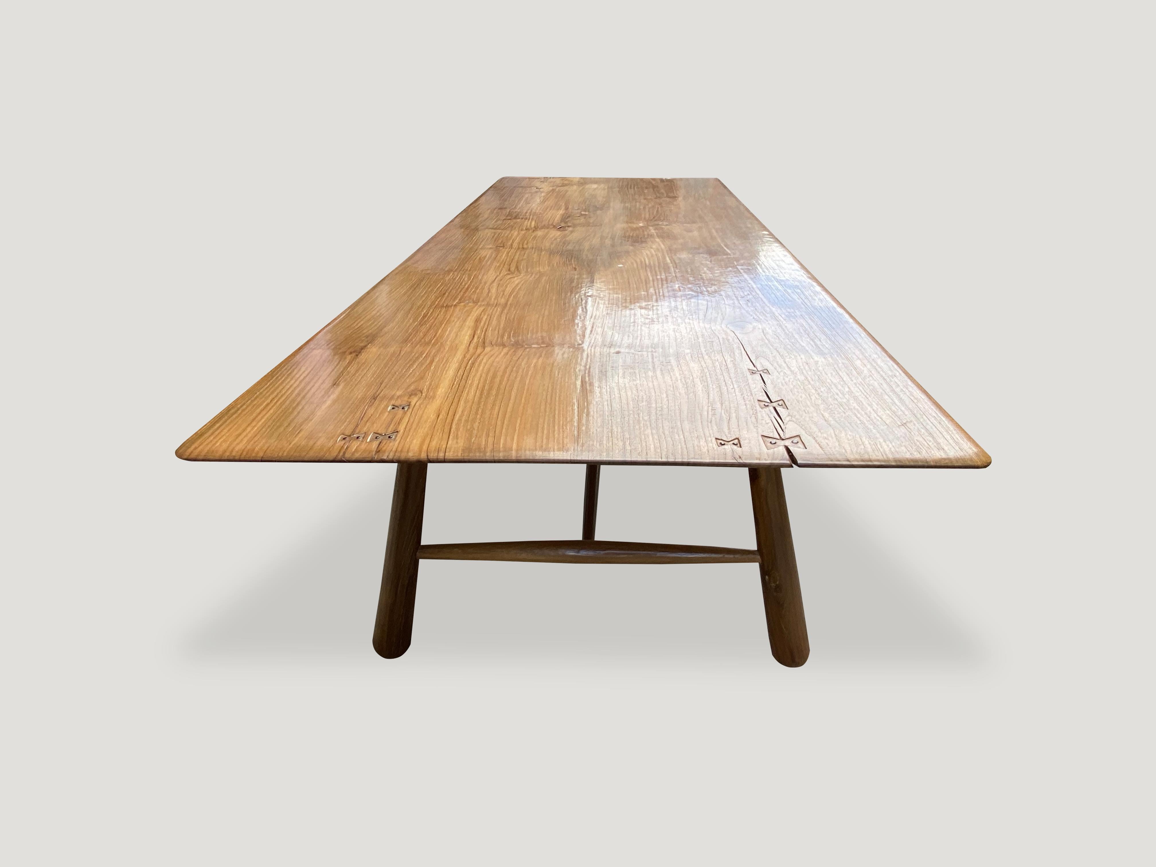Andrianna Shamaris Midcentury Couture Teak Wood Dining Table In Excellent Condition In New York, NY