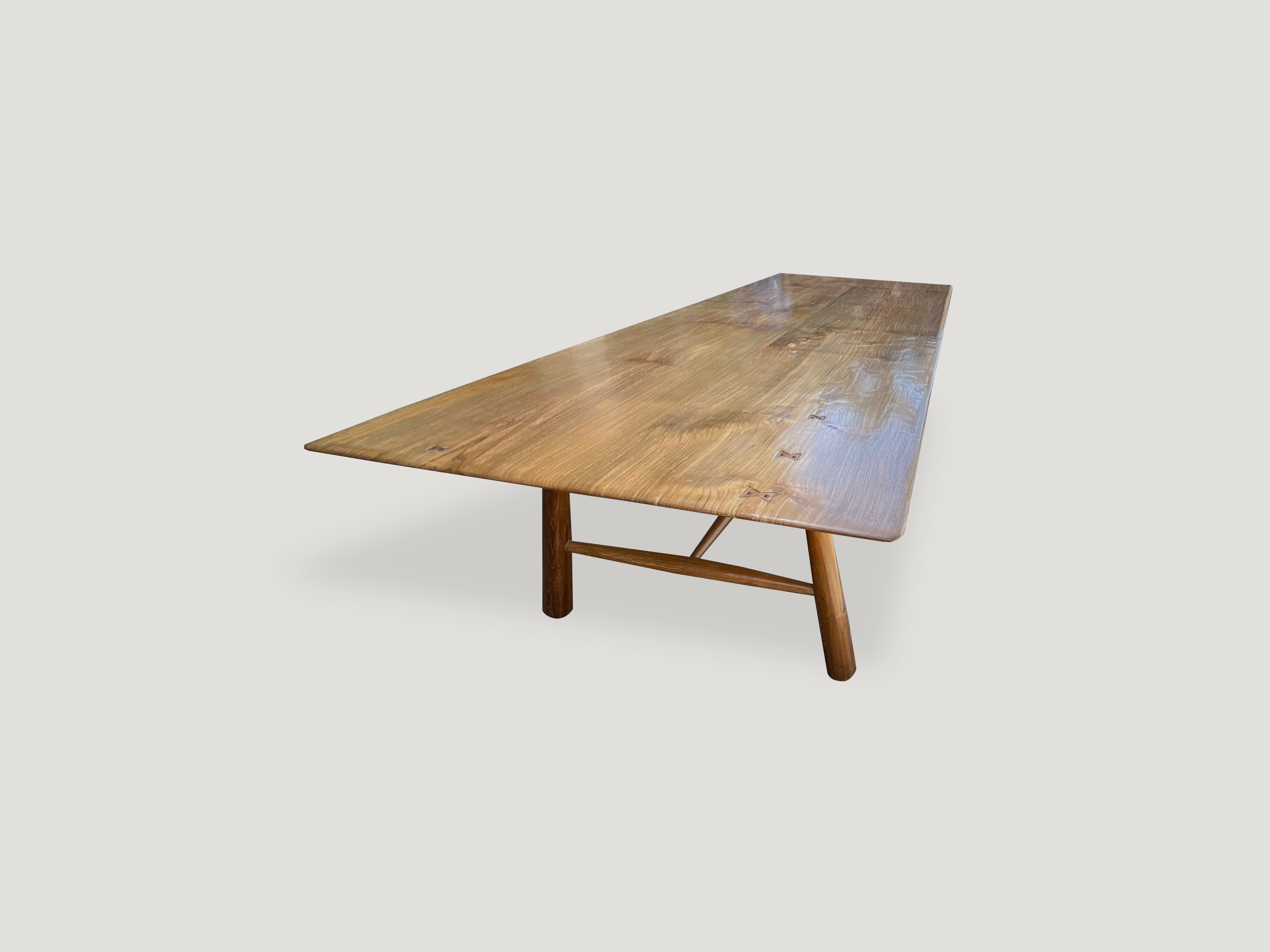 Contemporary Andrianna Shamaris Midcentury Couture Teak Wood Dining Table