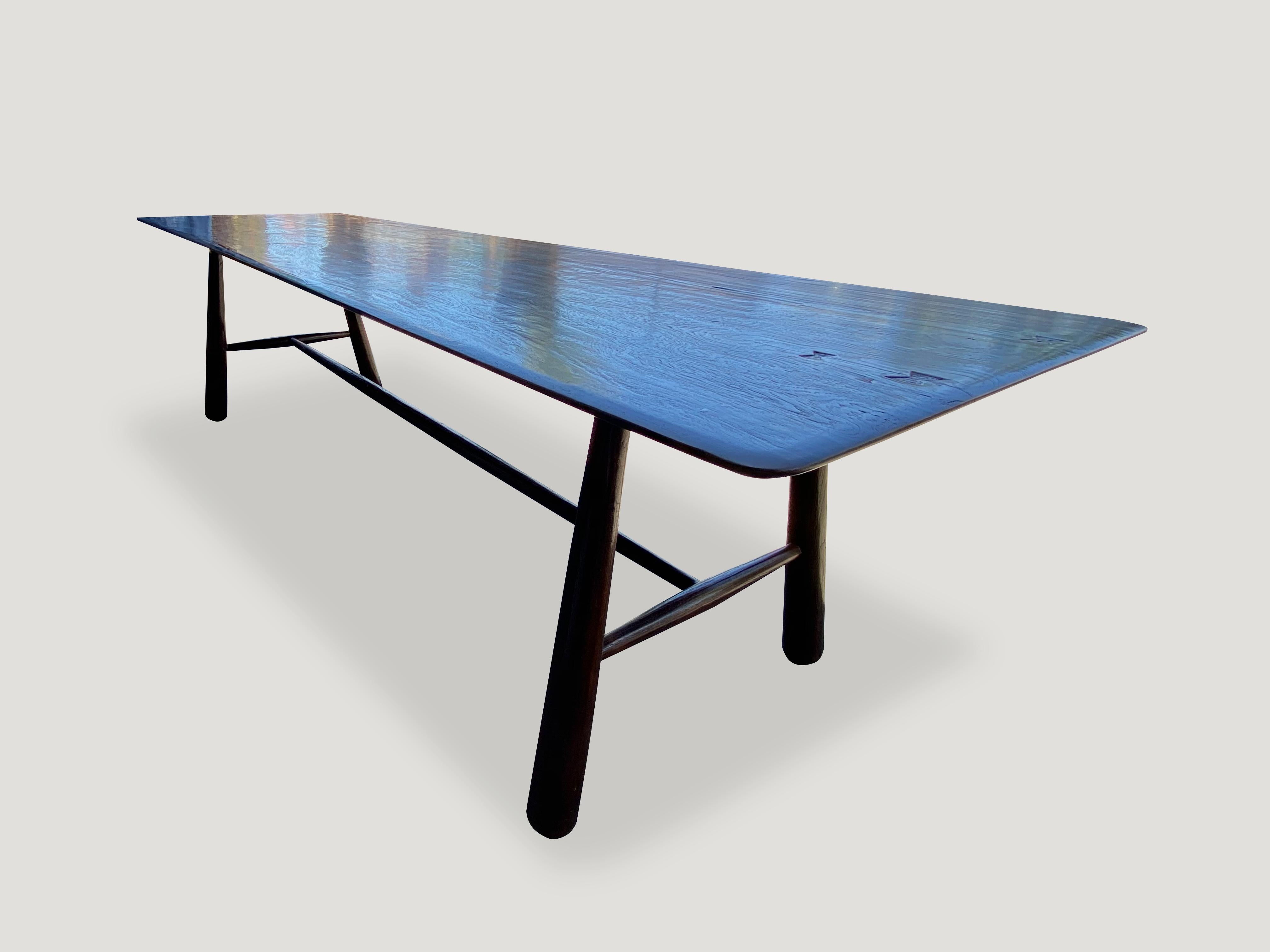 Andrianna Shamaris Mid Century Couture Teak Wood Dining Table or Console Table In Excellent Condition In New York, NY