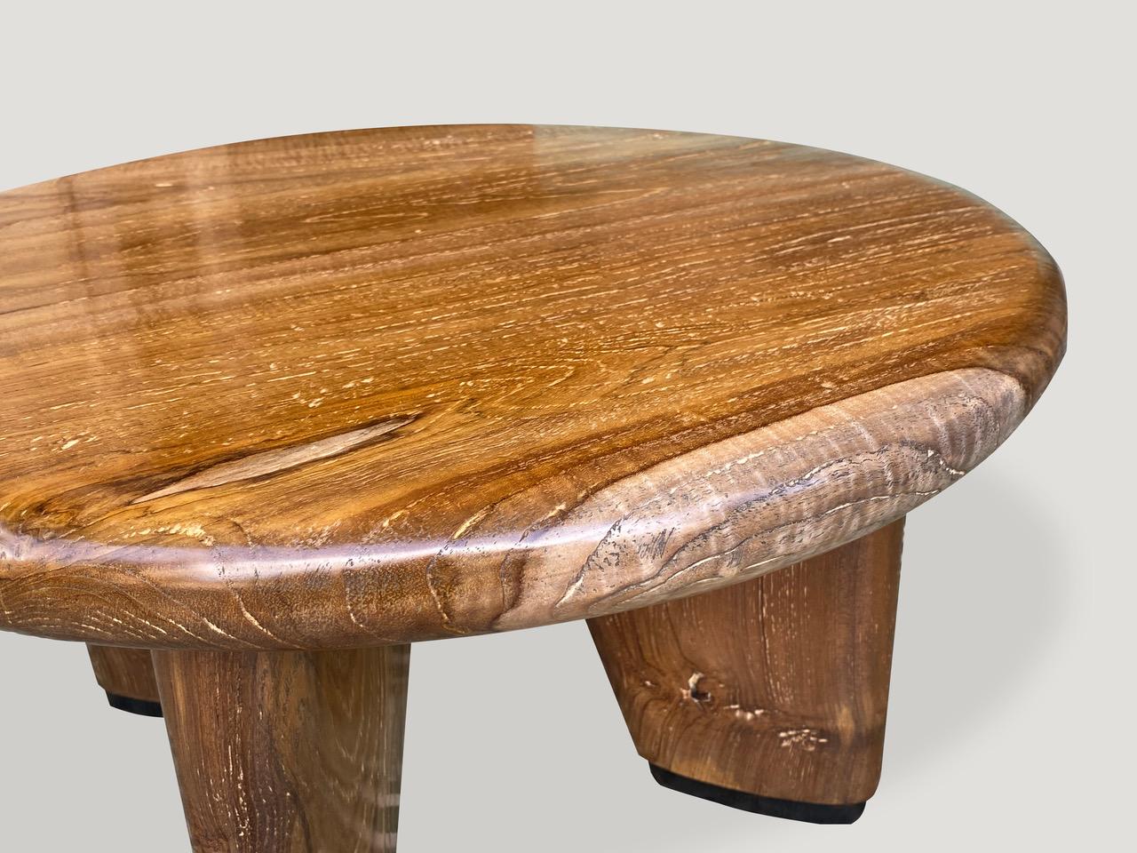 Mid-20th Century Andrianna Shamaris Midcentury Couture Teak Wood Low Profile Round Coffee Table