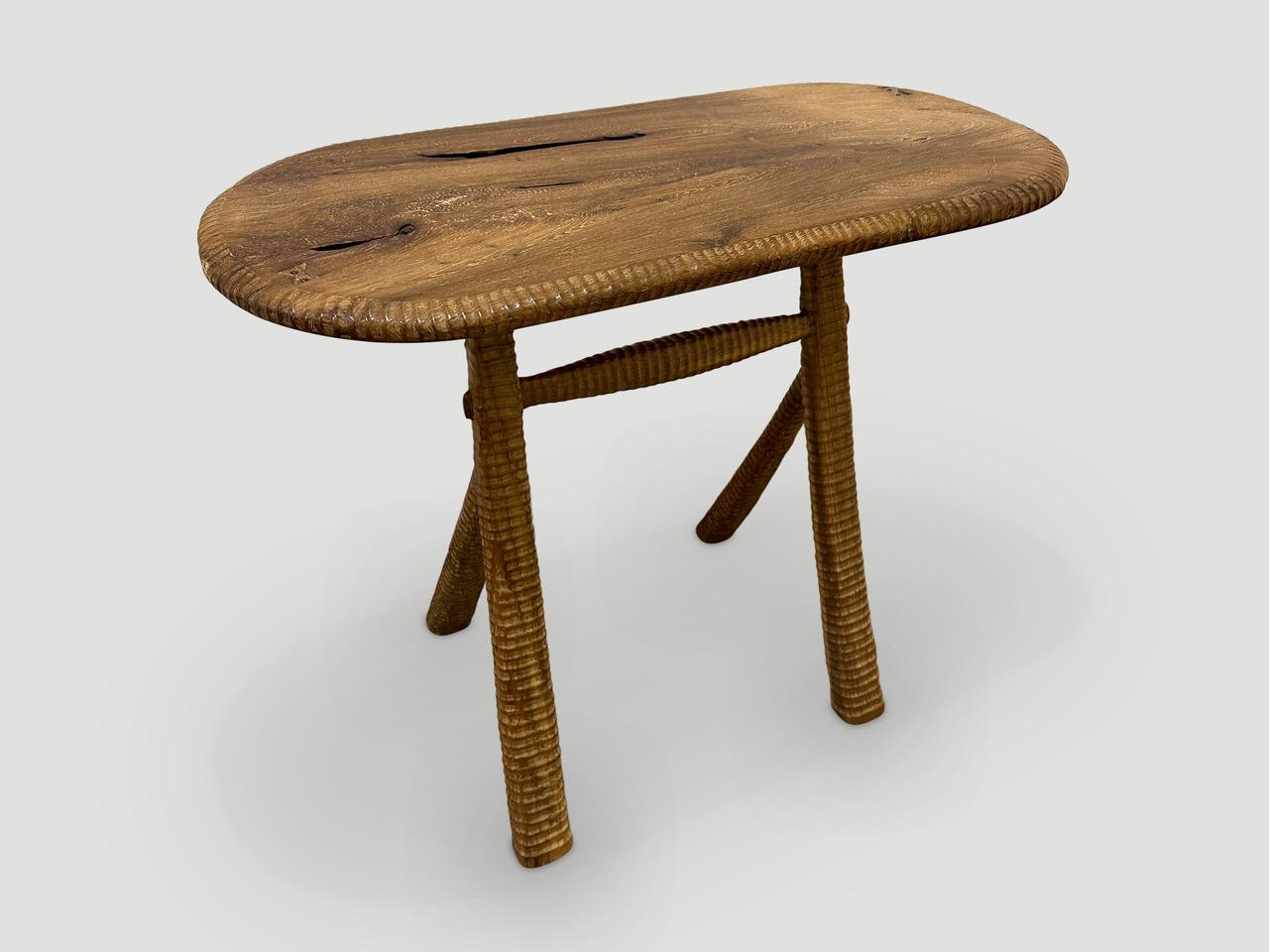 Mid-20th Century Andrianna Shamaris Midcentury Couture Teak Wood Side Table For Sale