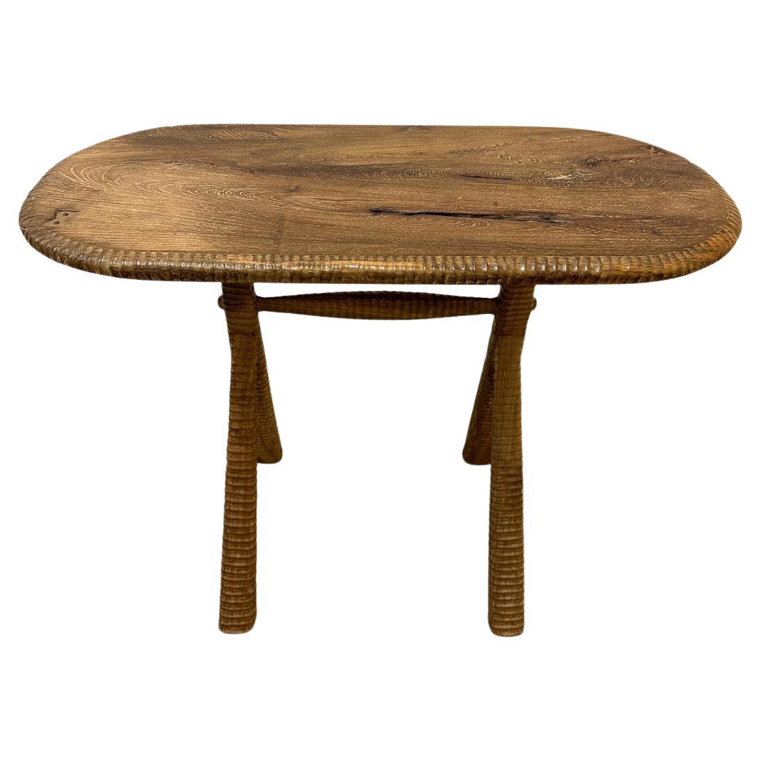 Andrianna Shamaris Midcentury Couture Teak Wood Side Table For Sale