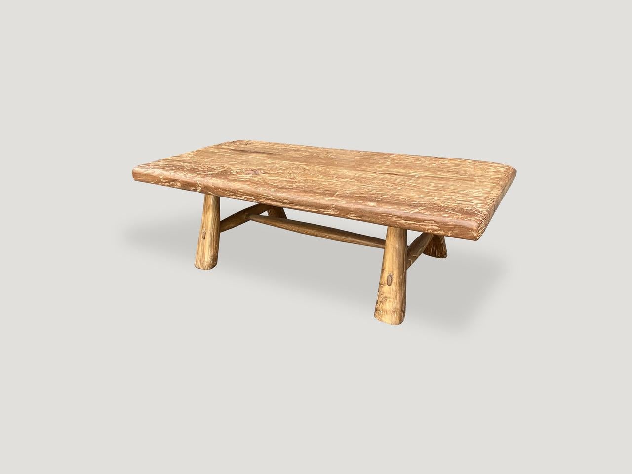 Introducing the Mid Century Couture Collection new to 2021. Furniture constructed by hand from start to finish. Two slabs of aged teak wood taken from my finest collection with beautiful patina and stunning grain, are joined together. We added soft