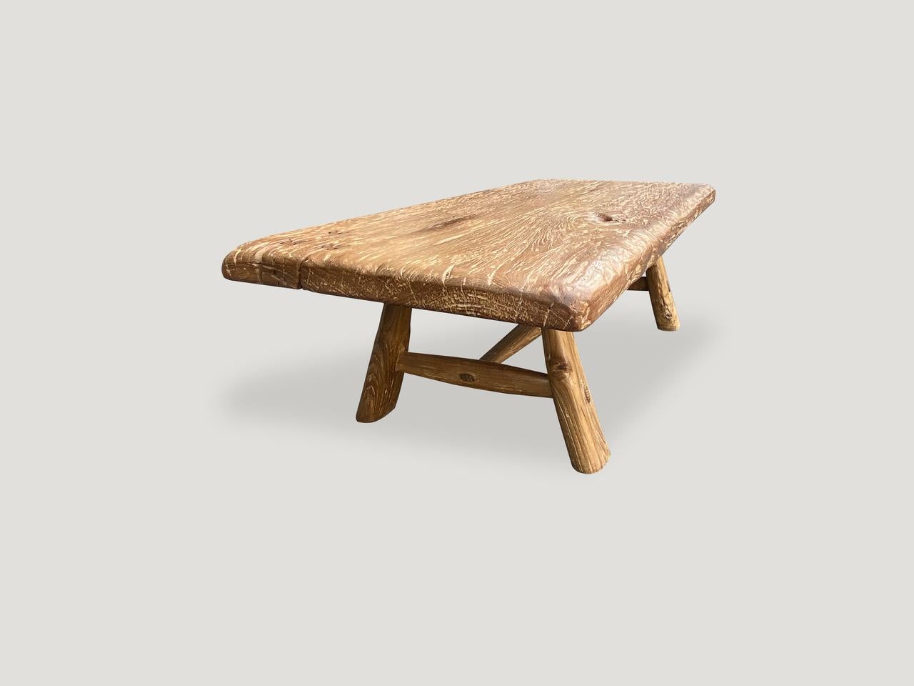 Andrianna Shamaris Midcentury Couture Teak Wood Wabi Sabi Coffee Table In Excellent Condition For Sale In New York, NY