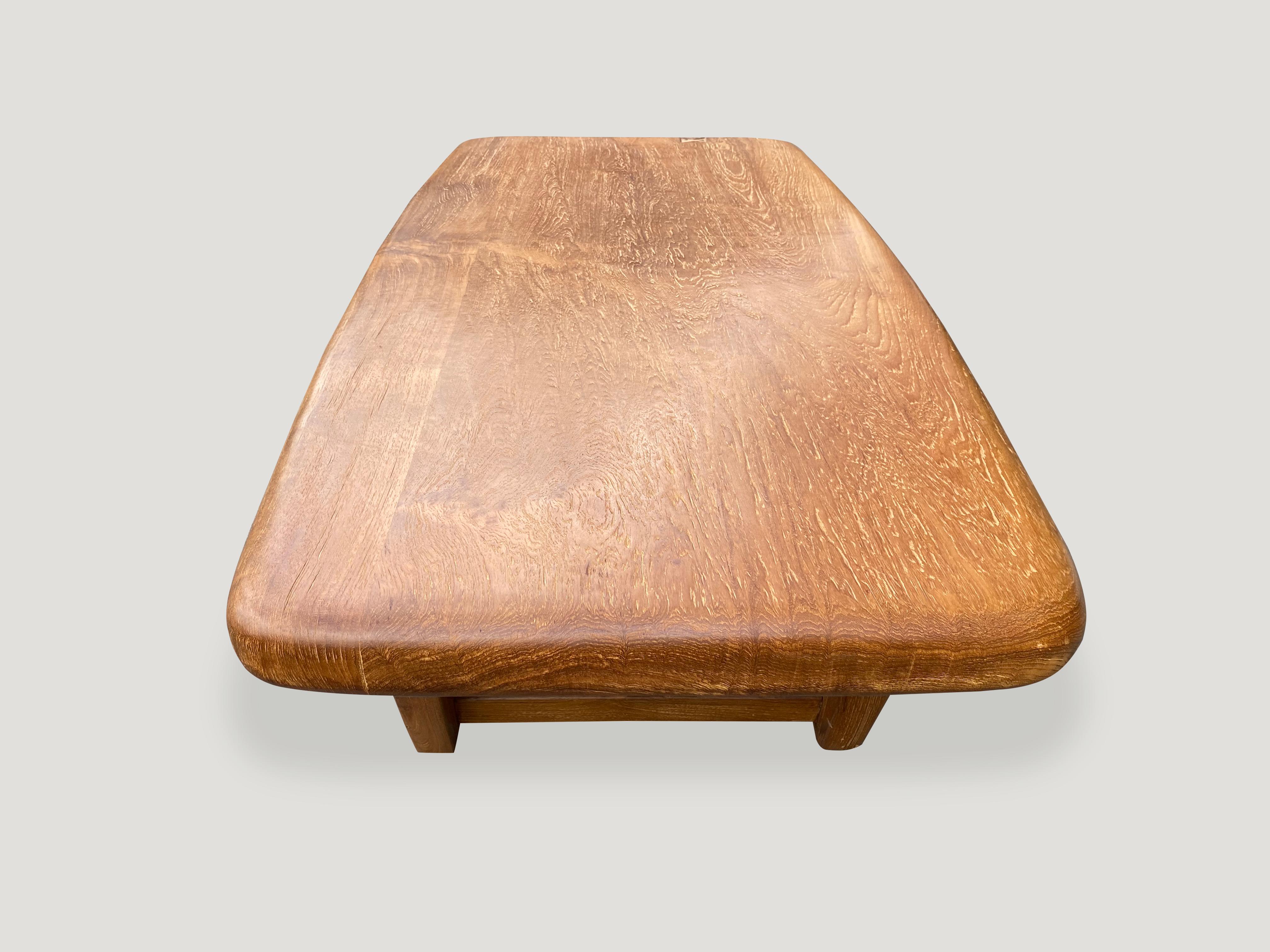 Andrianna Shamaris Mid Century Couture Triangle Base Teak Wood Coffee Table In Excellent Condition For Sale In New York, NY