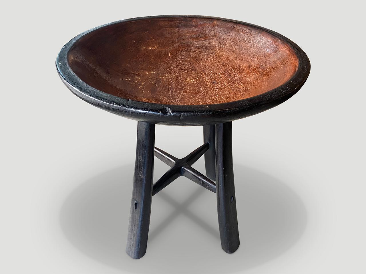 Andrianna Shamaris Mid Century Couture Two Tone Side Table In Excellent Condition For Sale In New York, NY