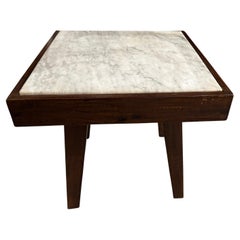 Andrianna Shamaris Mid Century Marble and Wood Side Table