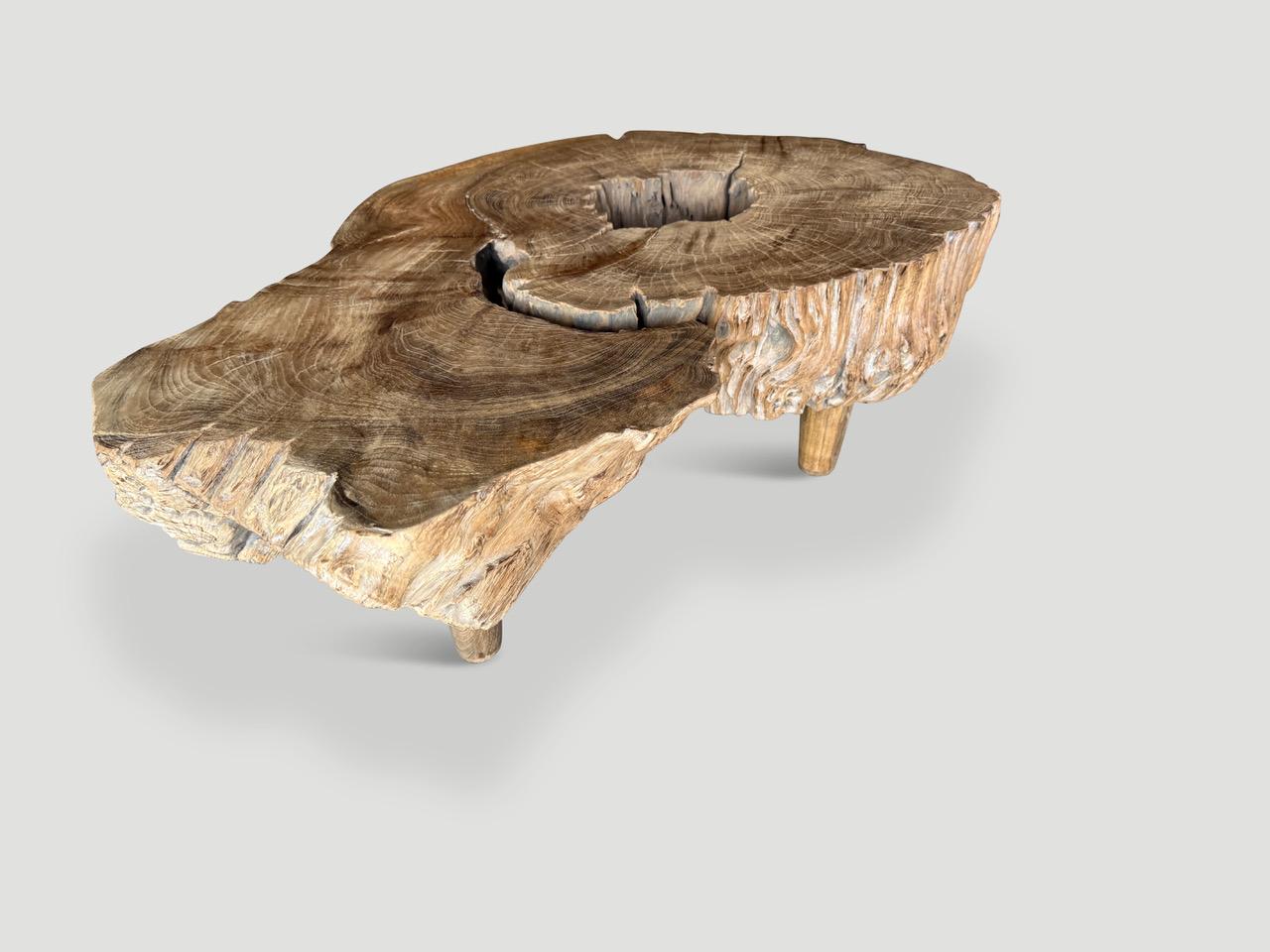 Organic Modern Andrianna Shamaris Mid Century Organic Teak Wood Coffee Table or Side Table For Sale