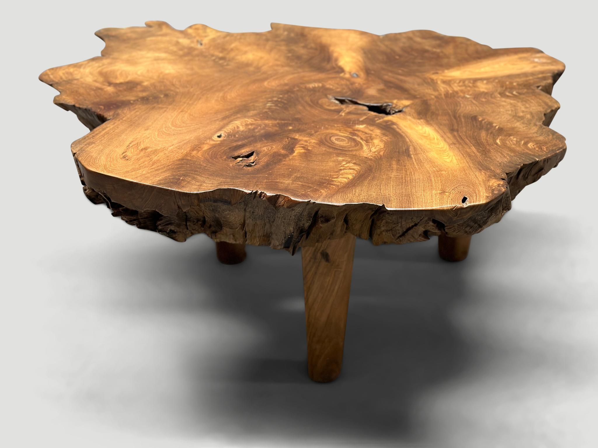 Andrianna Shamaris Mid Century Style Live Edge Coffee Table In Excellent Condition For Sale In New York, NY