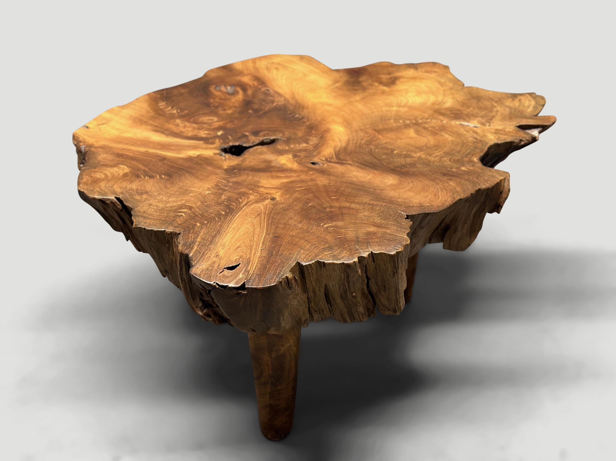 Wood Andrianna Shamaris Mid Century Style Live Edge Coffee Table For Sale