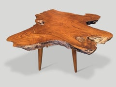 Andrianna Shamaris Live Edge Teak Side Table, Modern Organic Design