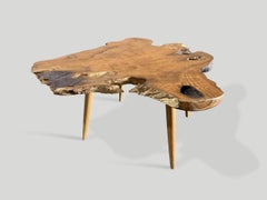 Andrianna Shamaris Mid Century Style Live Edge Teak Coffee Table or Side Table