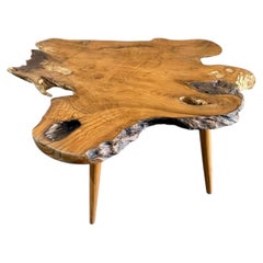 Andrianna Shamaris Mid Century Style Live Edge Teak Coffee Table or Side Table