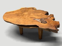 Andrianna Shamaris Mid Century Style Live Edge Teak Wood Coffee Table